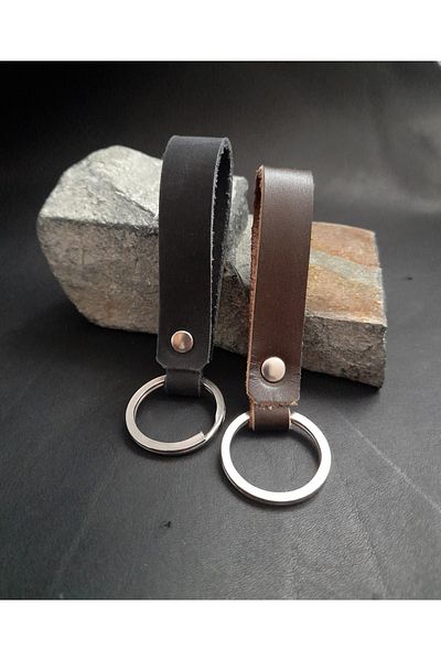 BSN Store 2 Pieces Genuine Leather Key Chain Black/Brown