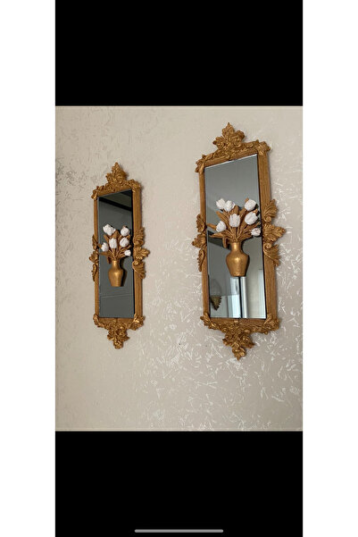 busraconcept Set de 2 masă cu design cu oglindă florală