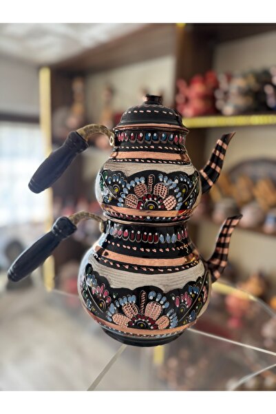 Home Erzincan Işlemeli Gerçek Bakır Çaydanlık - Demlik Seti 6 Kişilik El Yapı...