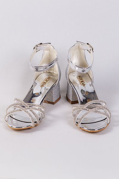 NS Little Cross Stone Girls' Heeled Shoes, Evening Dress Shoes