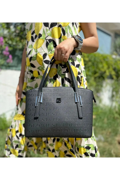 Just Polo Women's Black Hand and Shoulder Bag Medium Size 6011Mh