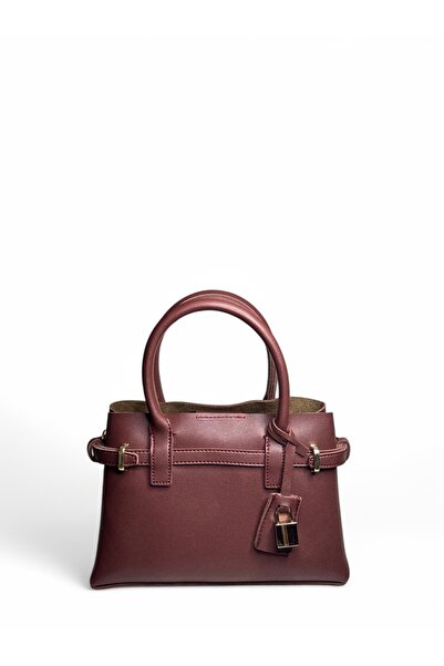 Goldies Bag Kadın Bordo Cherry Red Mini Kilitli Çapraz Askılı El ve Omuz Çant...