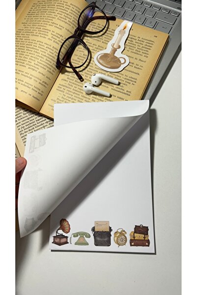 Handeto Kraft Vintage Themed Glue A5 Notepad - Check Pluck and No Line Memo Pad Notebook