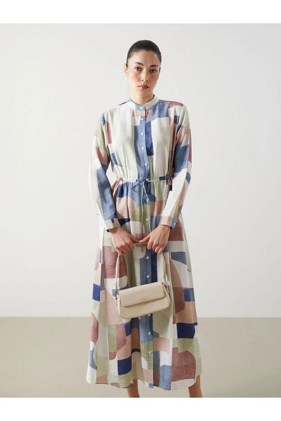 LC Waikiki Lcwaikiki Classic Mixed Prevailing Collar Print Women's Shirt Dress