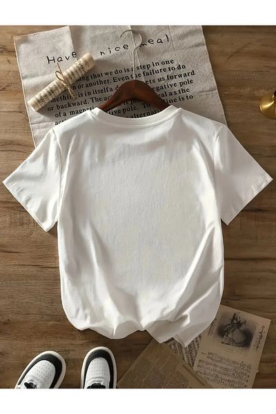 Sezon tekstil Casual T-Shirt με μεγάλο εμπριμέ αρκουδάκι για ενήλικες και εφήβους - Δίκλωνο