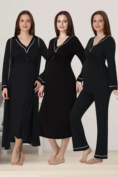 by İGP Hamile Maternity Morning Pajamas Nightgown Set Set of 4