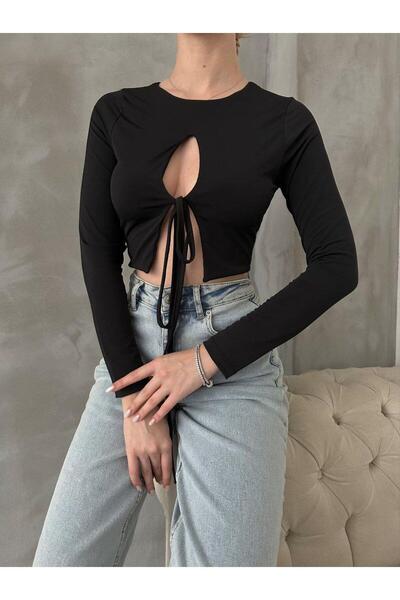Jeevee Sandy Kumaş Bağlama Detay Crop Bluz
