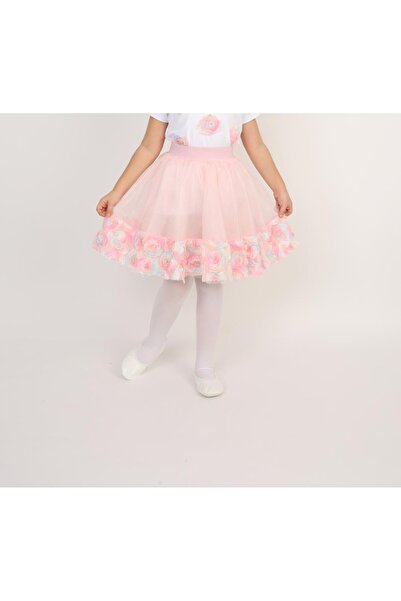 Dıgıl Kids تنورة بناتي وردية منقوشة بالزهور D085