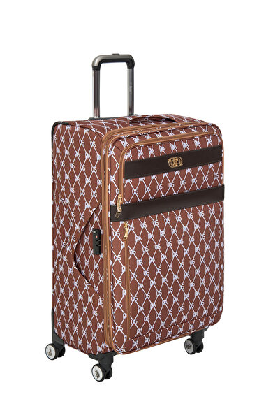 U.S. Polo Assn. U.S. Polo. Assn. 24041-24039-24038-24040 Büyük boy Unisex Monogram Kumaş valiz tatil bavul KAHVERENG