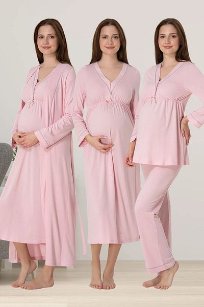 by İGP Hamile Maternity Morning Pajamas Nightgown Set Set of 4