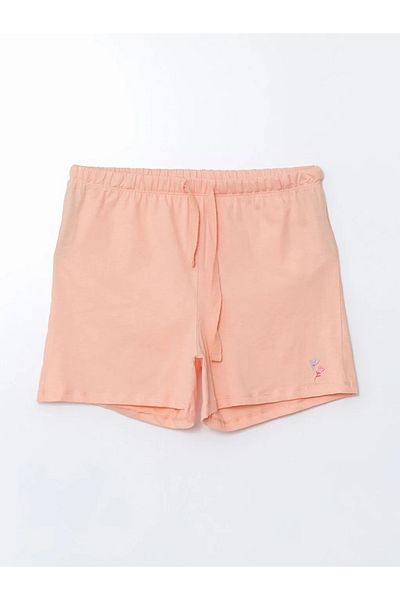 LC Waikiki LCW DREAM - Pantaloni scurți pentru femei cu talie elastică cu imprimeu floral coral