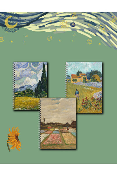 Store Şita Notebook | 3'lü Van Gogh Set | Krem Rengi | Çizgisiz Defter |