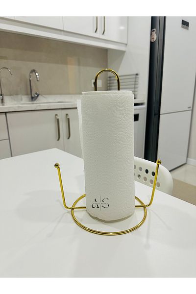 Ahlat Store Gold Plated Paper Towel Holder, Napkin Holder, Metal and Bead Model Towel Holder