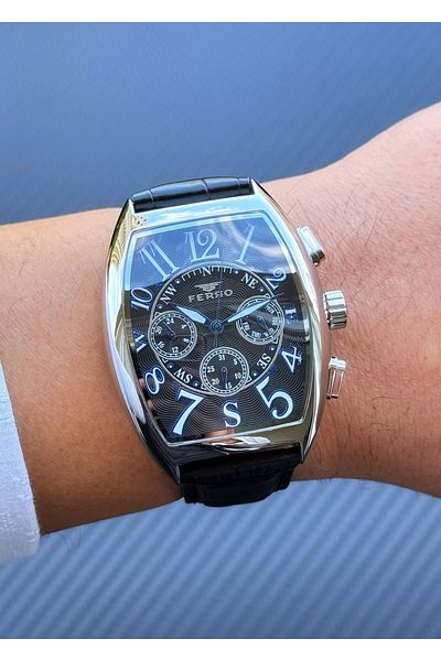 FERRO Asw123-I1880Fr Leather Band Men's Wrist Watch