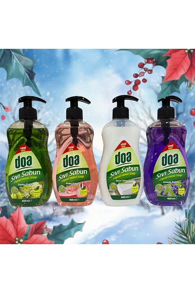 Doa Liquid Hand Soap Lavender-Powder-White Soap-Olive Blossom Scented 4X400 ml