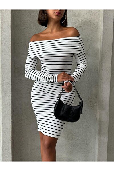 Jeevee Μακρυμάνικο φόρεμα Madonna ριγέ