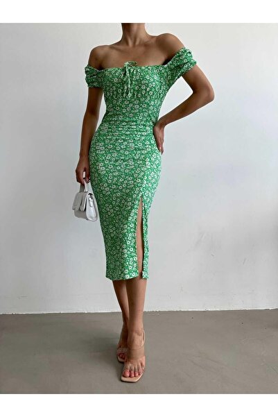 Jeevee Rochie midi Madonna cu decolteu cu model floral