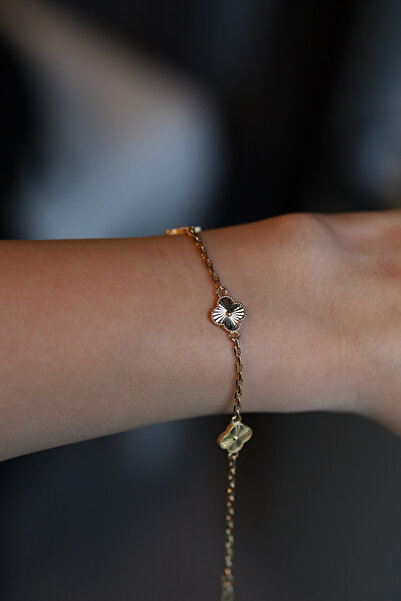 Yenigün Kuyumculuk 14 Ayar Altın Üçlü Şans Yoncası Bileklik (3.85 gr)