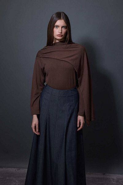 Tailors Room Кафяв шал от трикотаж