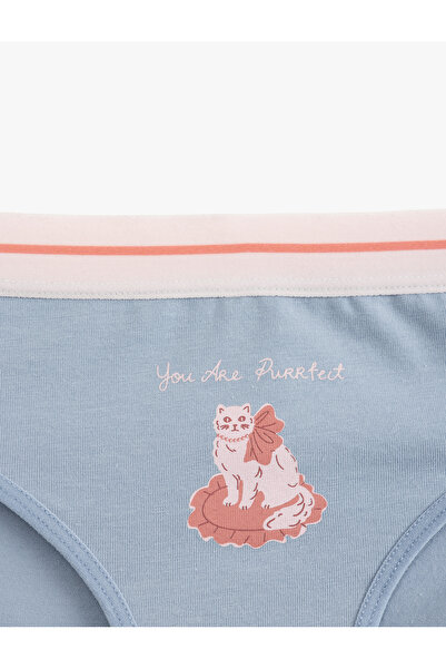 Koton Pamuklu Kedi Baskılı Brief Kadın Külot