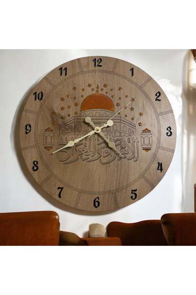 Pelince ساعة حائط بنقوش خشبية - مجسد-أكسا - مطلية بالإيبوكسي الراتنج - 40 سم