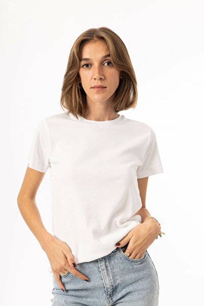 Leirose 100% Cotton Women's Crew Neck Short Sleeve Basic T-Shirt - White