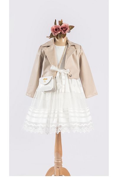 Pasur Bebe Rochie din piele pentru fete cu jacheta