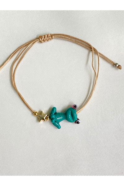 Twinssis Accessories Murano Glass Frog Model Adjustable Rope Bracelet & Anklet