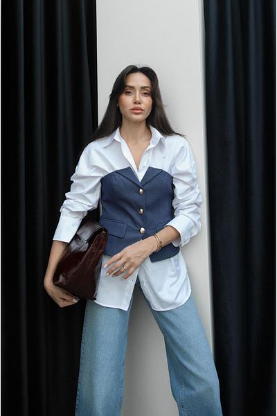 Havoş Indigo Strapless Buttoned Vest