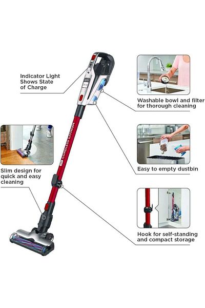 Black&Decker Black & Decker 21.6V 2Ah Li-Ion 500Ml 3-In-1 Cordless Stick Vacuum With Jack Plug Charger Red