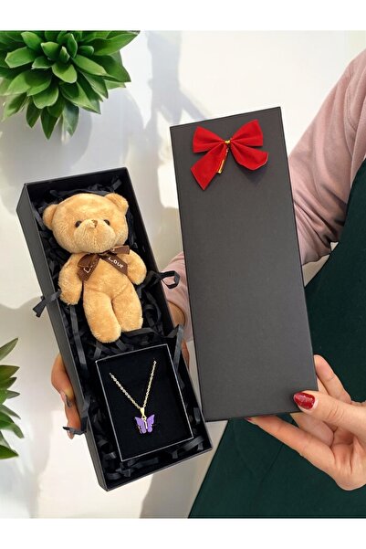 hediye arıları Kutuda Hediye Seti | Kahve Ayıcık & Kelebek Kolye | Sevgiliye ...