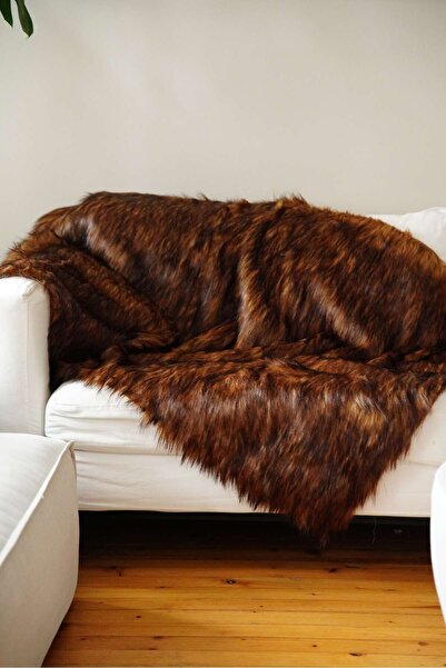 sevaradekor Non-Slip Plush Cover - 200X150 Coffee Walnut Tibetan Sofa Cover