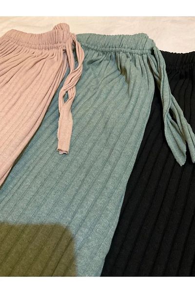 Asel Pachet de 3 pantaloni și pantaloni de trening confortabili din lycra pentru femei, negru - verde apă - piele, pijamale casual confortabile pentru acasă