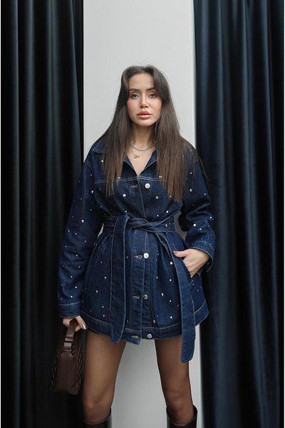 Havoş Μπουφάν τζιν με ζώνη Navy Blue Drop