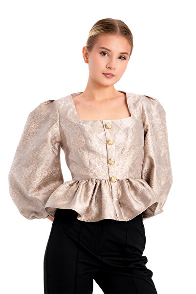 İhraç Fazlası Nadide Ceket Brokar Kumaş Balon Kol