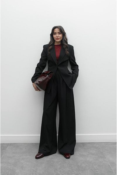 Havoş Black Single Button Blazer Trousers Set