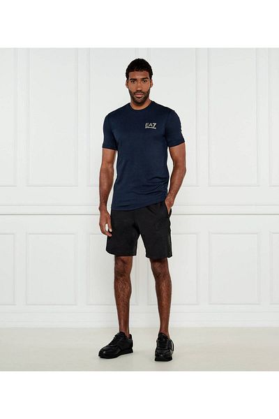 Armani Exchange Μπλε ανδρικό μπλουζάκι με χρυσό λογότυπο λεπτομέρεια - κοντό μανίκι, λεπτή εφαρμογή 7M 000299   AF13739-UB102
