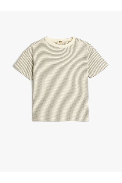Koton Crew Neck Short Sleeve Cotton Striped Basic T-Shirt