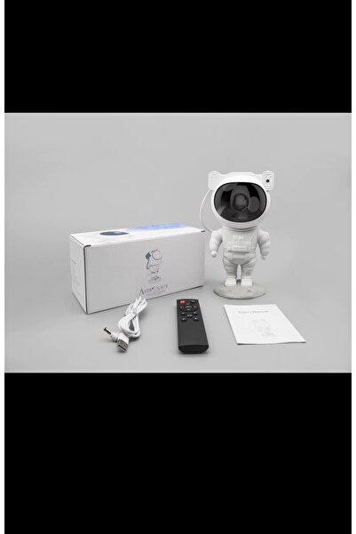 SYN AKSESUAR Astronot Projektör, Çocuk Gece Lambası -Yıldız ve Galaksi Efektli 360 Kumandalı