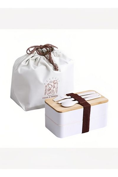 COOYA 1200ml Bamboo Lid Lunch Bento Box,Adjustable Strap,Suitable for Lunch With Cutlery and Lunch
