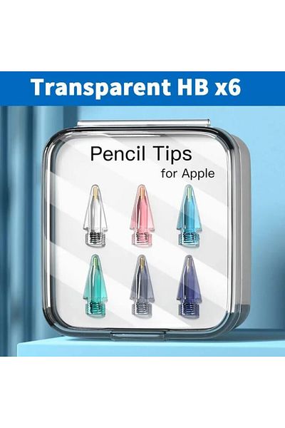 Choice قلم شفاف HB x6 لقلم Apple Pencil مع طرف قلم رصاص 2B HB 3.0 ناعم وصلب