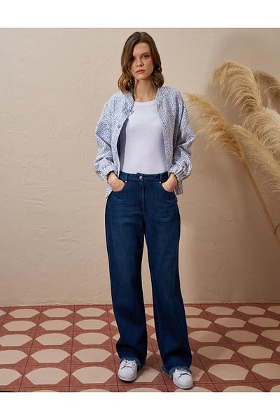 Kayra Navy Blue Denim Trousers