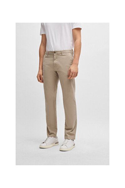 BOSS Esnek Pamuklu Gabardin Normal Kesim Chino Pantolon