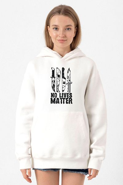 Tshirthane Horror Knifes No Live Matter White Women's 3Ip Hooded Sweatshirt