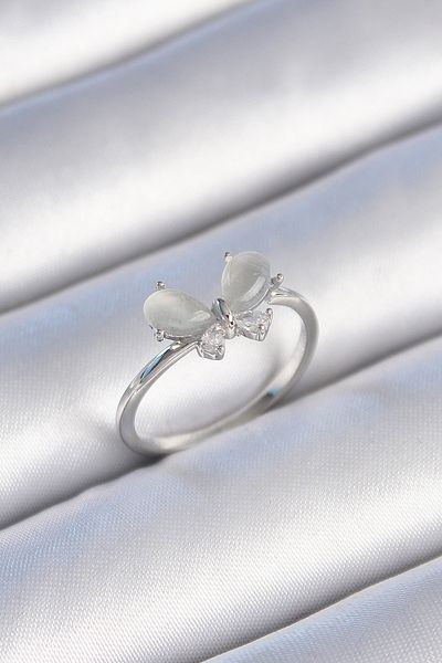 Store Brass Silver Color Zircon Stone White Enamel Model Women's Ring