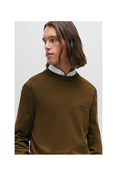 BOSS İşlemeli logolu pamuklu normal kesim sweatshirt