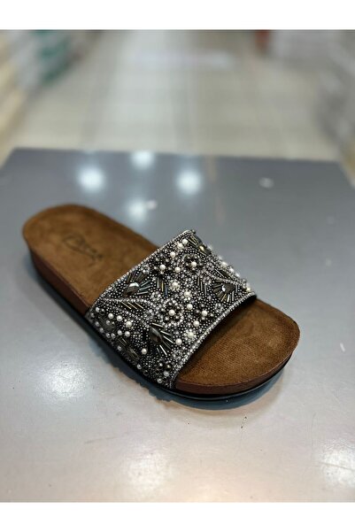 Hacıoğlu Ayakkabı Άνετες γυναικείες καθημερινές παντόφλες Pienn Tek Band Stone