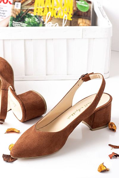Lal Shoes & Bags 5 см дамски обувки на висок ток-с. Таба