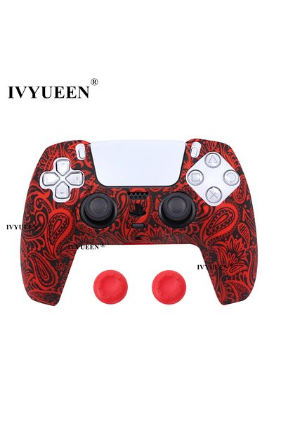 Choice Red Leaf Water Transfer Printing Protective Silicone Case For Sony Playstation 5 Ps5 Controller Rubb