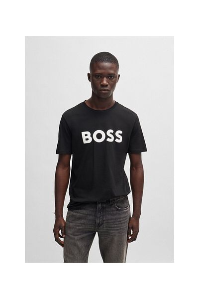 BOSS Bavlněné česané tričko s potiskem gumového loga